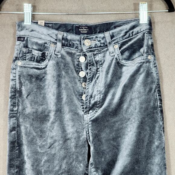 Citizens of Humanity Olivia Velvet Jeans 24 Women Blue High Rise Slim Ankle USA - Picture 7 of 11